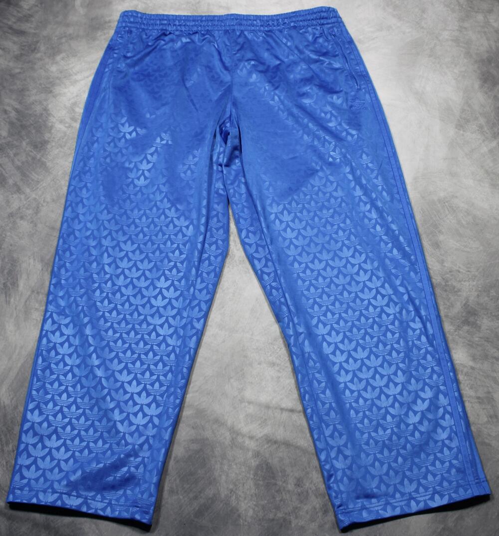 Adidas Graphics Monogram Firebird Track Pants Mens 2XL Blue Trefoil Zip Pocket